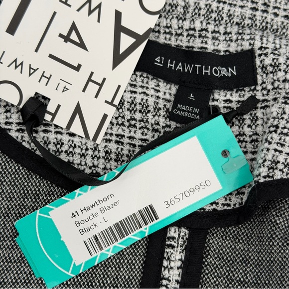 41 Hawthorn Blazer Womens L Black White Boucle Jacket Career Classic Office NWT - Picture 5 of 11